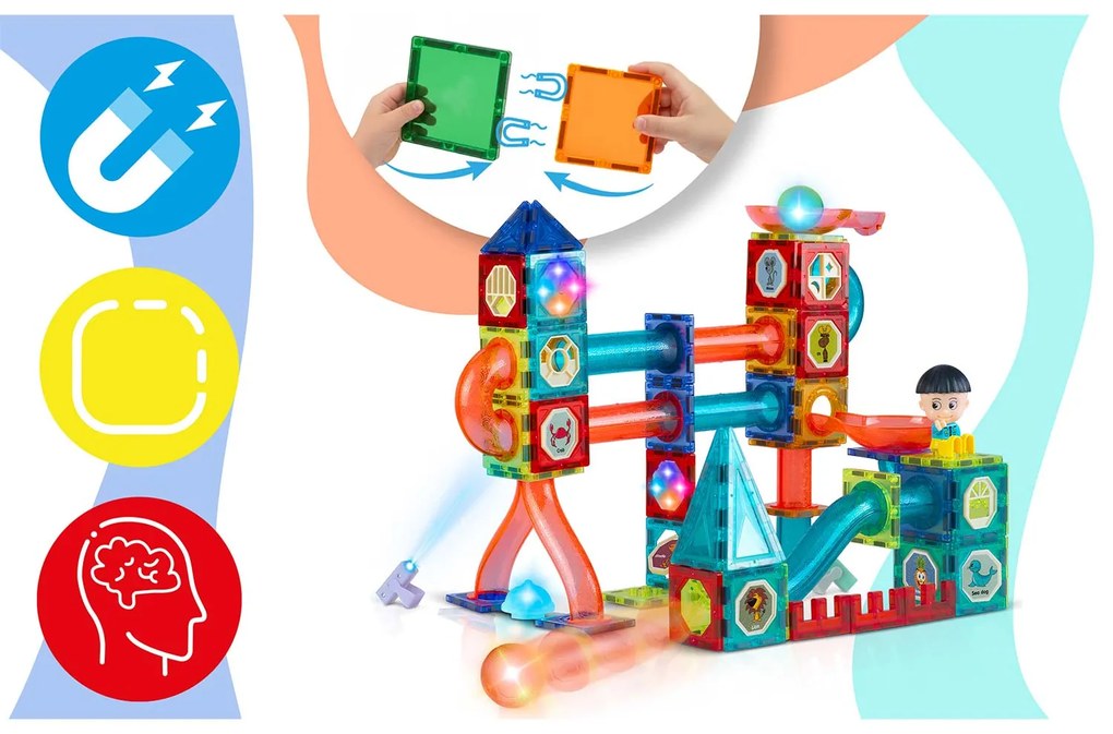 Svietiace vzdelávacie magnetické stavebnice 150 ks RK-782 Ricokids