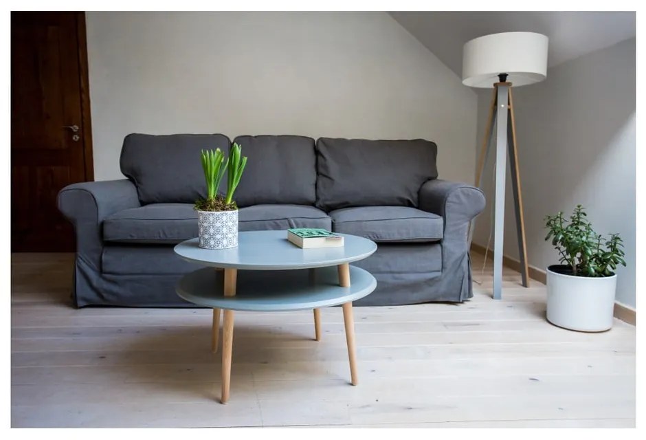 Biely konferenčný stolík s prírodnými nohami Ragaba UFO, Ø 70 cm