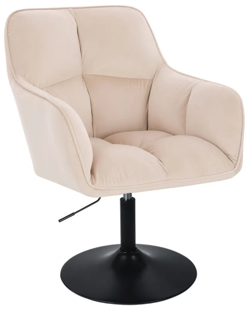 LuxuryForm DESIGN Kreslo AMALFI VELUR na čiernom tanieri - krémové