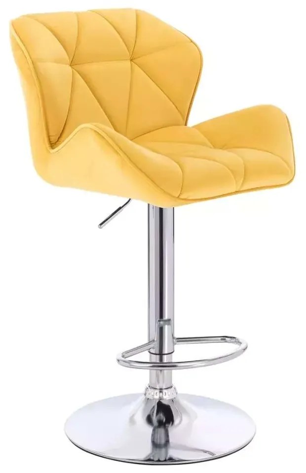 LuxuryForm DESIGN Barová stolička MILANO VELUR na striebornom tanier - žltá