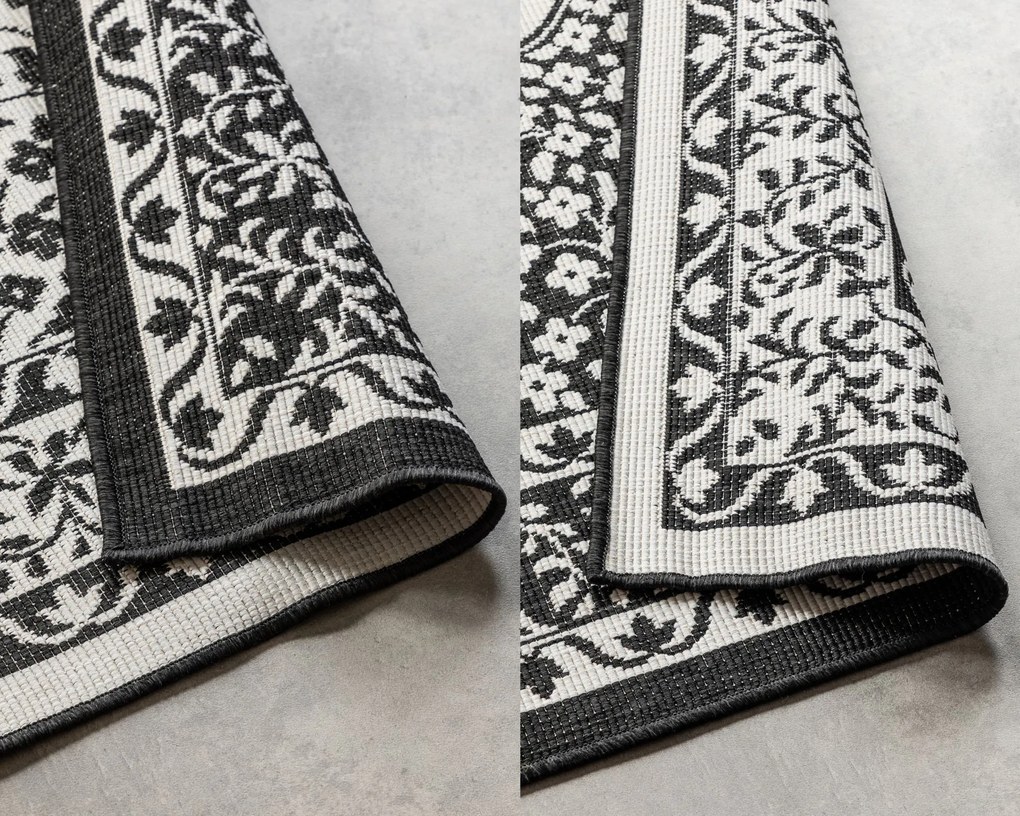 ELLE Decoration, Kusový koberec Gemini 106024 Black z kolekcie Elle – na von aj na doma, 120x170, čiernobiela, chodba / predsieň