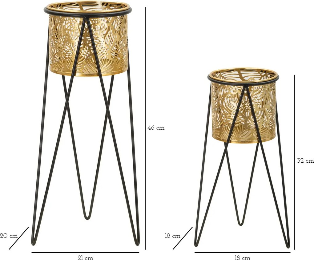 Sada 2 ks stojanů na květiny Drak zlato-černá