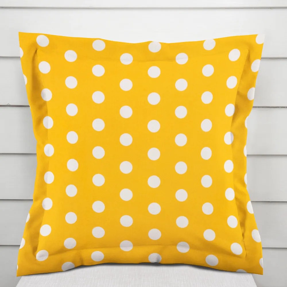 Biante Bavlnená obliečka na vankúš s lemom Sandra SA-598 Biele bodky na žltom 30 x 50 cm