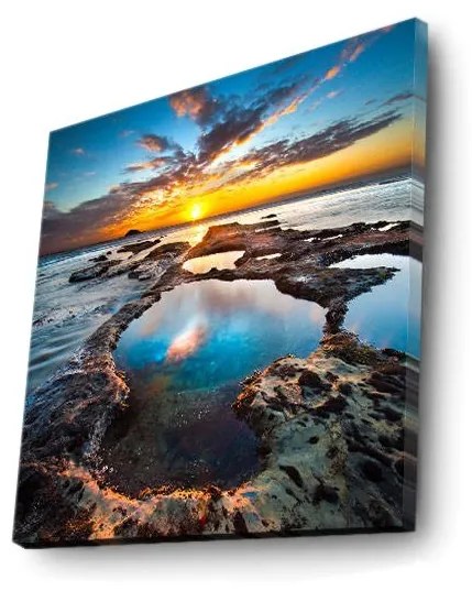 Obraz s LED osvetlením JAZERO V ZÁPADE SLNKA 19 40 x 40 cm