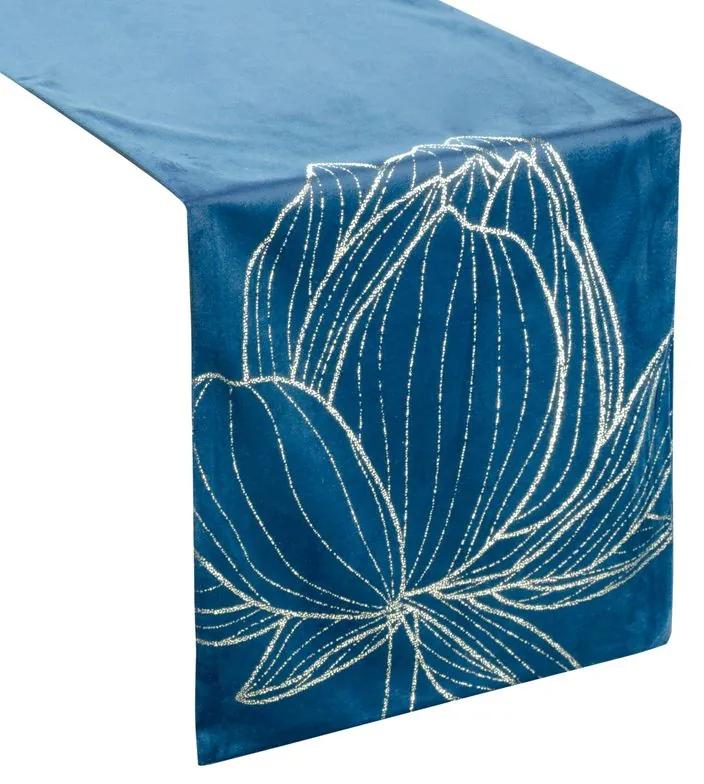 Dekorstudio Elegantný zamatový behúň na stôl BLINK 12 granátovomodrý Rozmer behúňa (šírka x dĺžka): 35x180cm