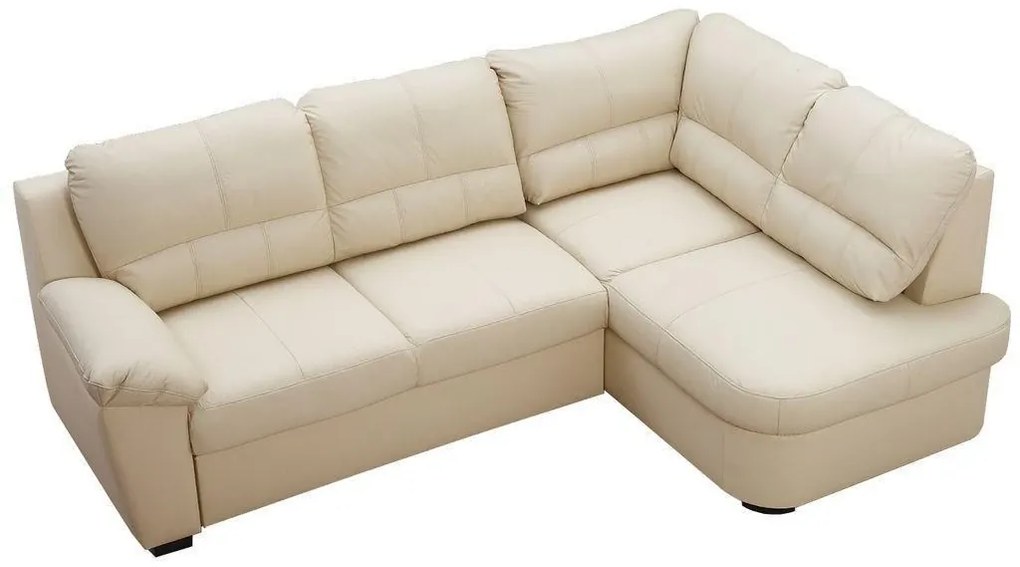 Kožená rohová sedacia súprava MALAGA, pravá, krémová