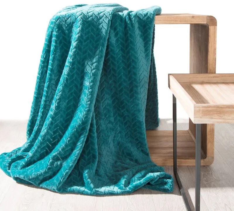 EUROFIRANY Klasická deka z vlákna príjemného na dotyk 170 cm x 210 cm tmavo tyrkysová 100 % polyester Varianta: 335308