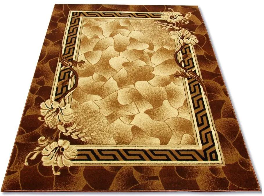 Kusový koberec kvety v ráme hnedý, Velikosti 60x100cm | BIANO