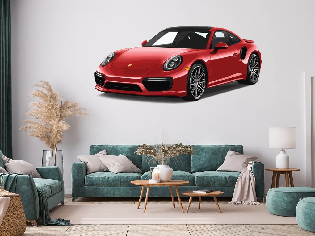Porsche 911 textilní prelepiteľná nálepka na stenu 47 × 22 cm
