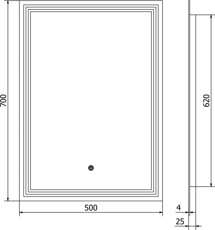 Mexen Taco podsvietené kúpeľňové zrkadlo 50 x 70 cm, LED 6000K, proti zahmlievaniu - 9805-050-070-611-00
