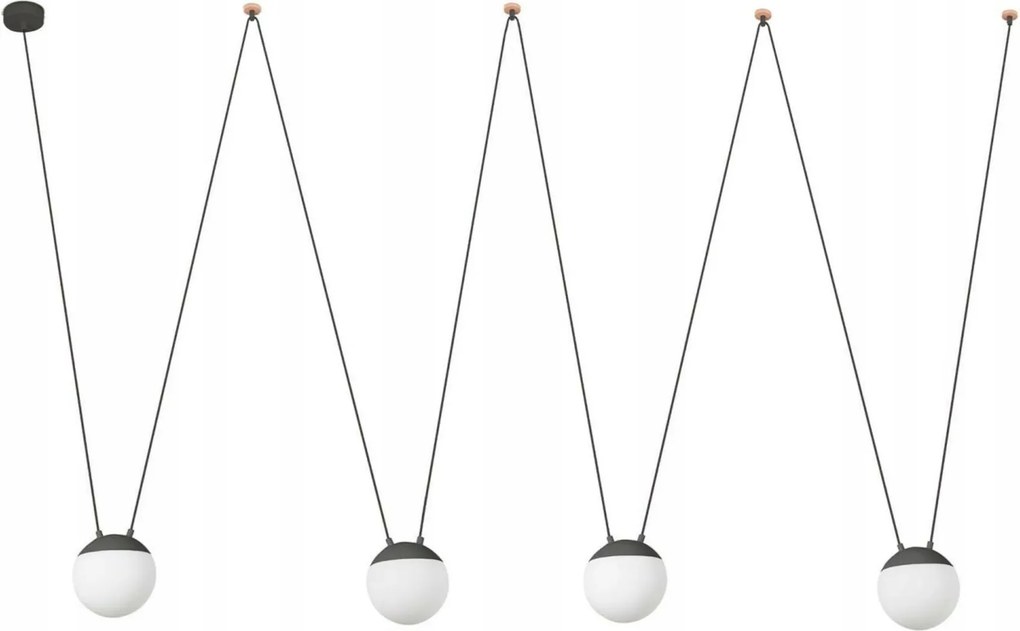 Faro Mine Glass Space závesné svietidlo 4xE27 šedé, dĺžka kábla 8m