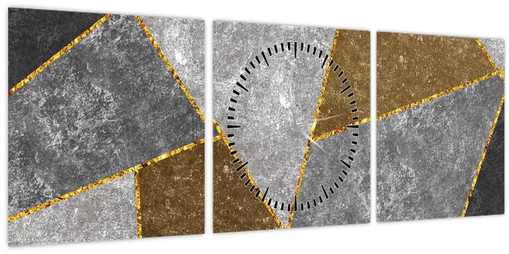 Obraz - Imitácia materiálov (s hodinami) (90x30 cm)