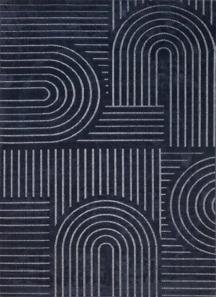 Koberec Zen Garden 2405 NAVY – námornícky modrý s geometrickým vzorom Rozmer: 200x290 cm