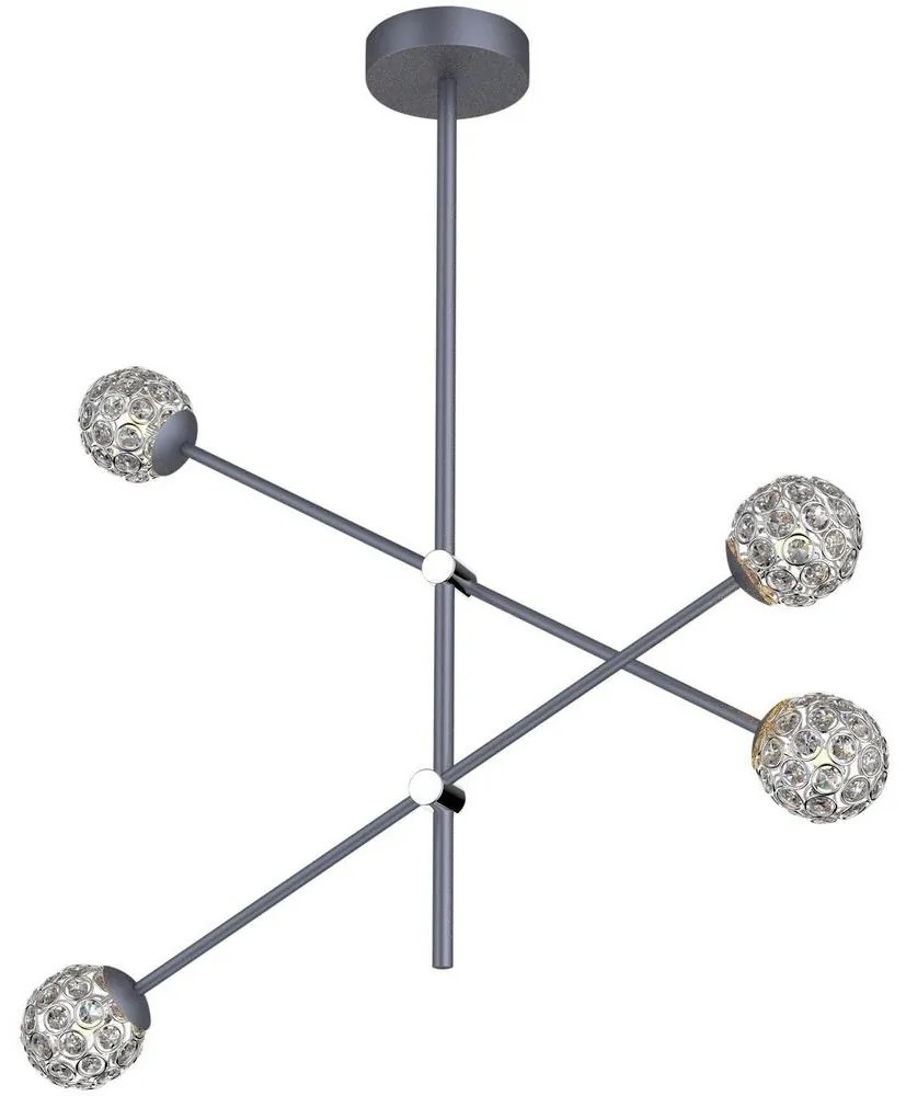 Luster na tyči PAKSOS 4xG9/5W/230V šedá