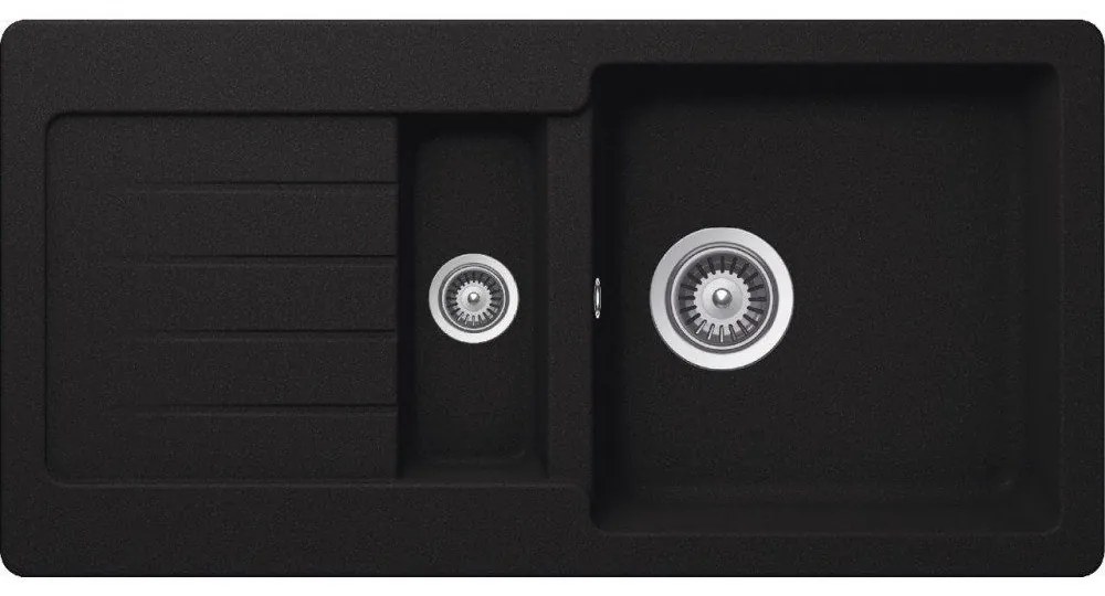 SCHOCK Typos D-150S Cristalite dvojdrez s odkvapávacou plochou, obojstranný, horná montáž, 860 x 435 mm, Onyx, TYPD150SAGON