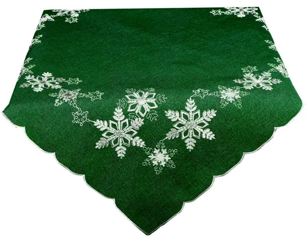 Forbyt Vianočný obrus Vločky zelená, 30 x 45 cm