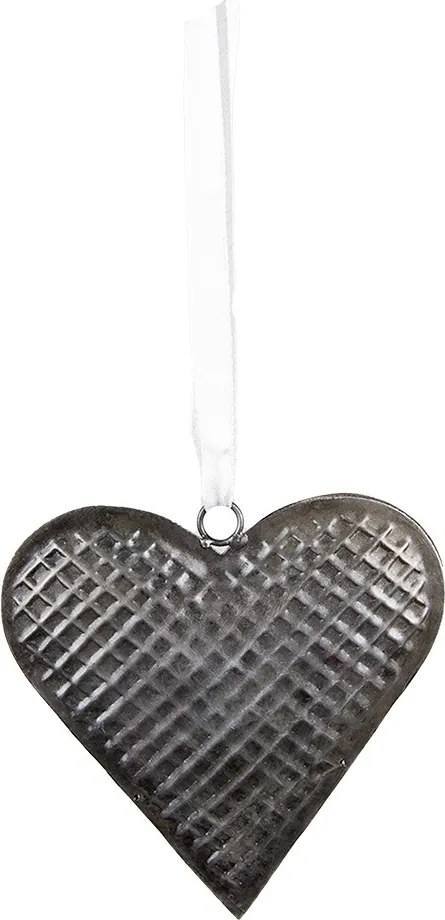 Šedé antik závesné kovové srdce Herli - 17*3*16 cm