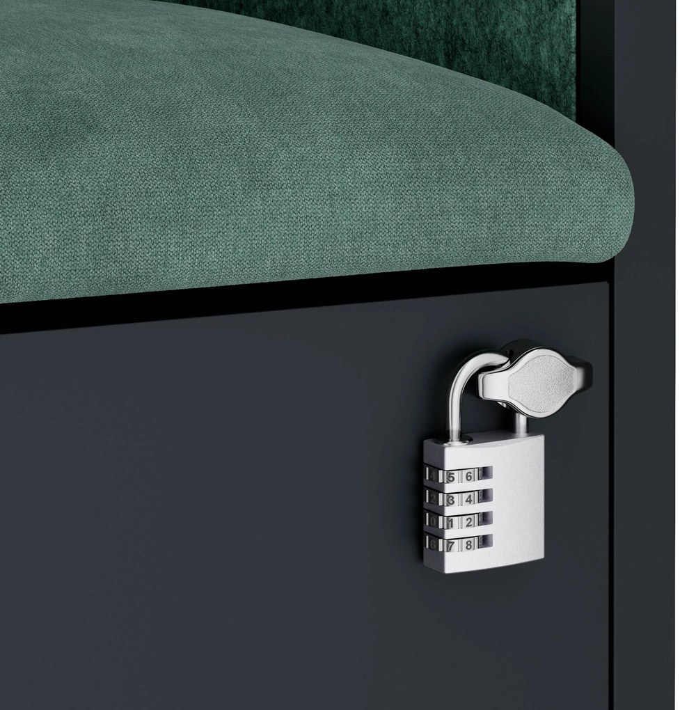 Akustická kabína SALLY MentalBox 1150 mm – antracitový korpus, zelené sedadlo