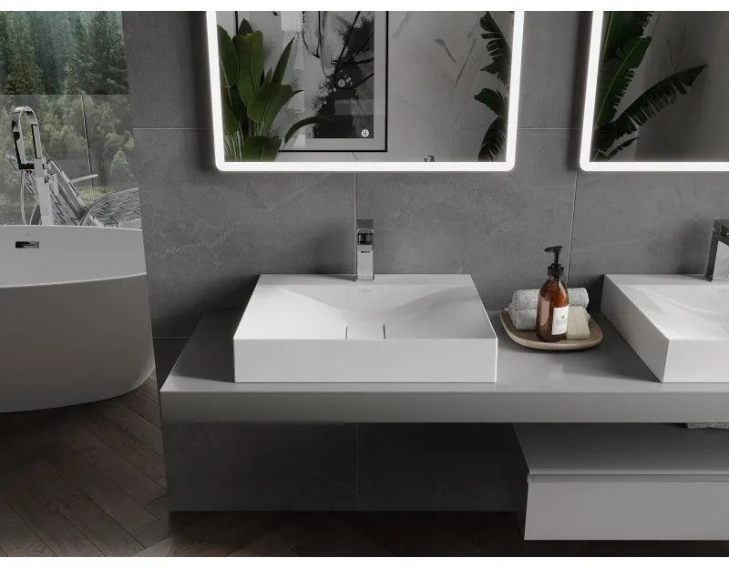 Mexen Poli, umývadlo na dosku z konglomerátu 60 x 48 cm, biela, 23026001