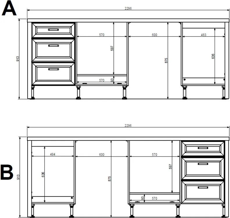 Kuchynská linka Jasmin, antracit/dub