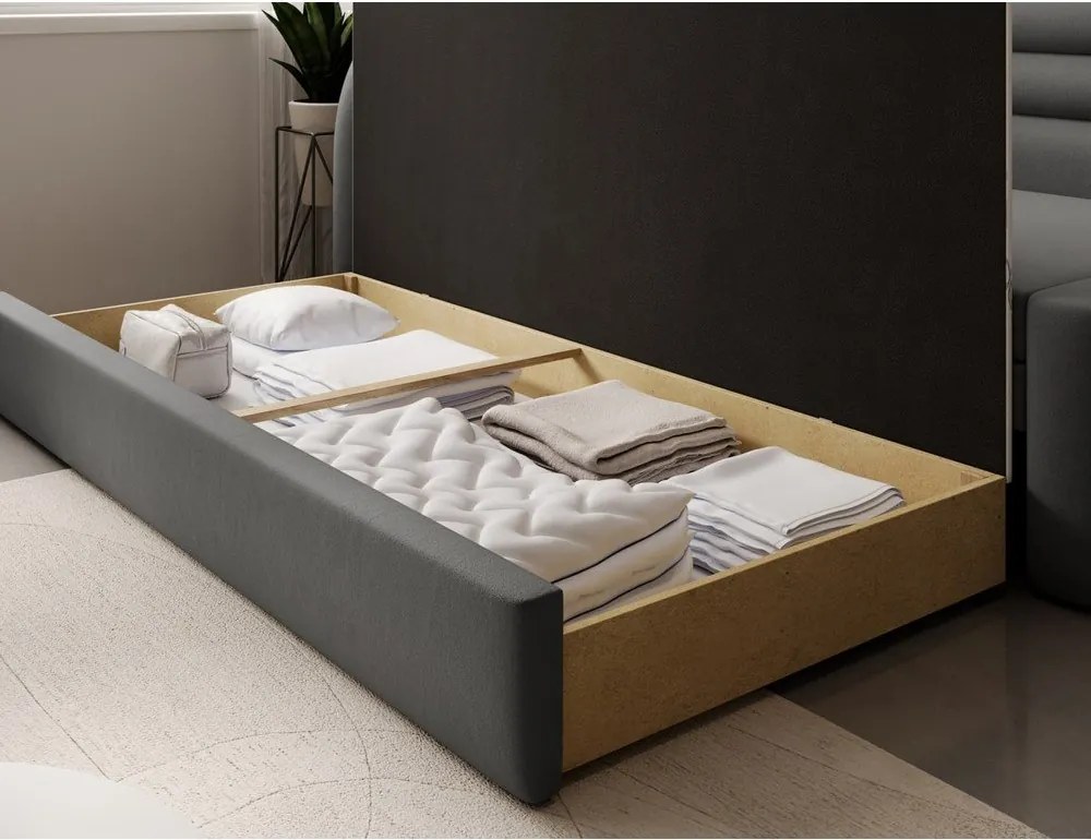 Taupe zamatová rozkladacia/s úložným priestorom pohovka ľavý roh 223 cm Fabillo – ELTAP