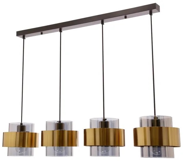 Luster na lanku SPIEGA 4xE27/60W/230V zlatá/čierna