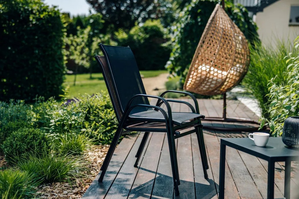 AKCIA Záhradné kreslá TAVERNO set 2ks sivá/čierna II. akosť