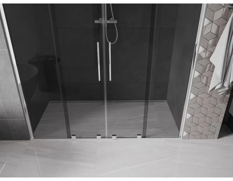 Mexen Velar Duo, posuvné sprchové dvere do otvoru 170 cm, 8mm šedé sklo, chrómová, 871-170-000-42-01