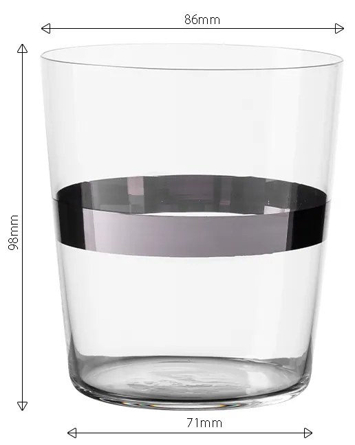 Poháre Tumbler s pruhom v platinovej farbe 440 ml set 6 ks - 21st Century Glas Lunasol META Glass - 322176
