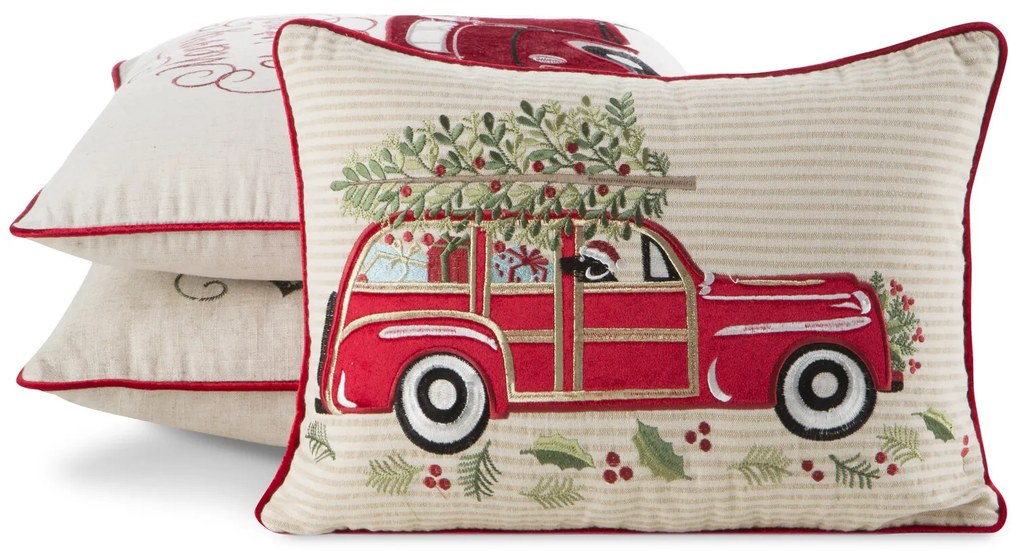 VIANOČNÁ DEKORAČNÁ OBLIEČKA NA VANKÚŠ CAR 35X50 CM VZOROVANÁ