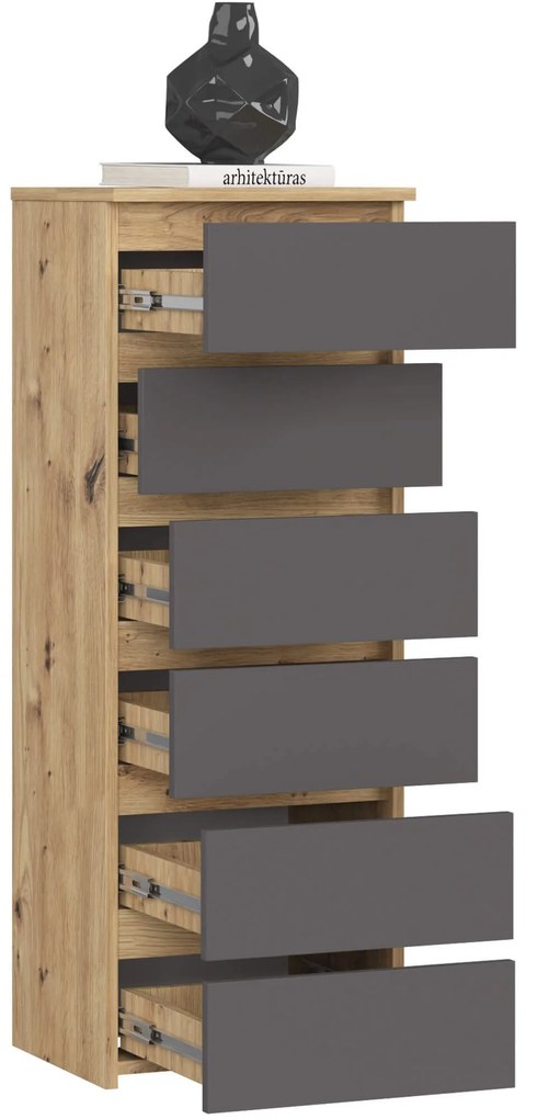 Komoda CL6 40 cm dub artisan/grafitovo šedá