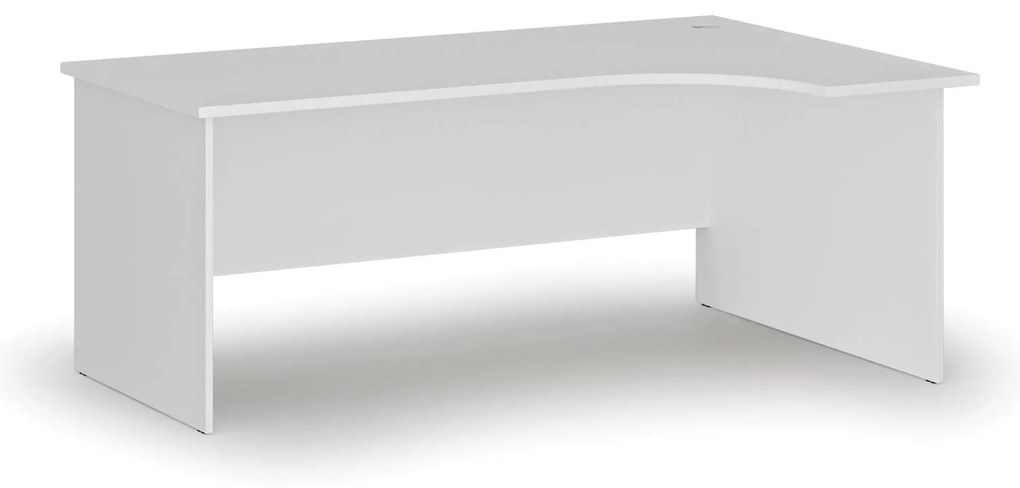 Rohový kancelársky písací stôl PRIMO WHITE, 180x120 cm, pravý, biela