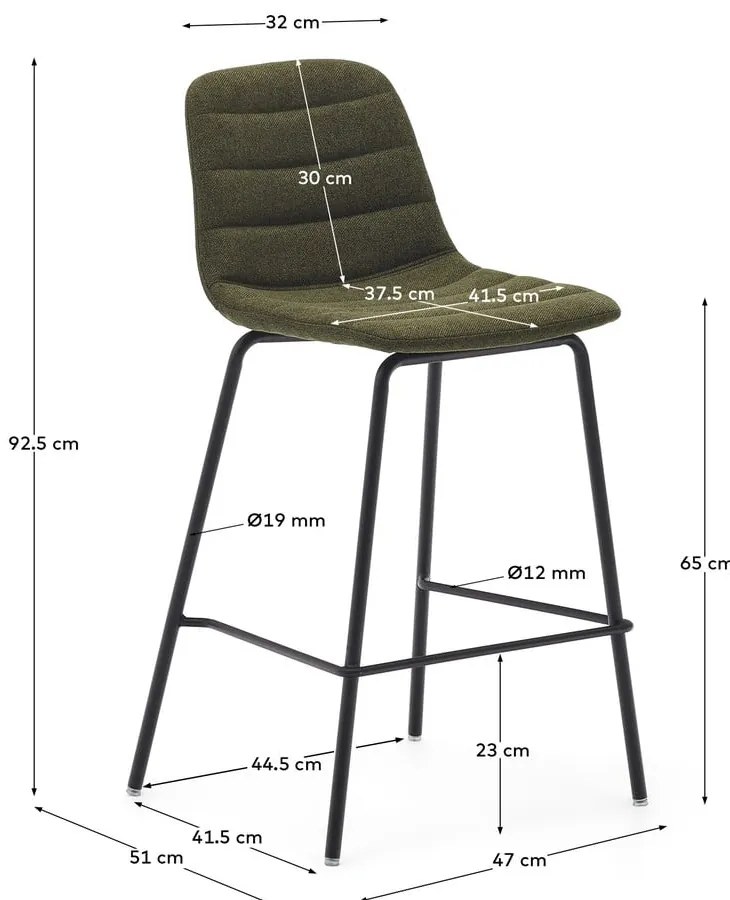 Tmavozelené barové stoličky v súprave 2 ks 92,5 cm Zunilda – Kave Home