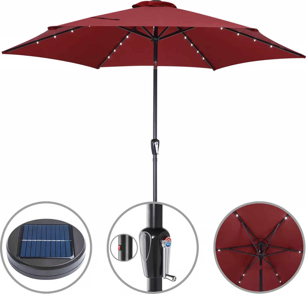 InternetovaZahrada LED slnečník Miami Ø270 cm - červený