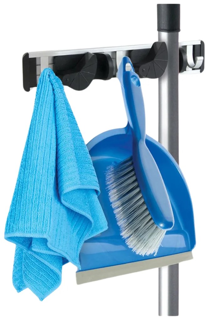 CMP Paris Držiak na metlu, zmeták, ručné náradie, 2-miestny + 3 háčiky, BARRE