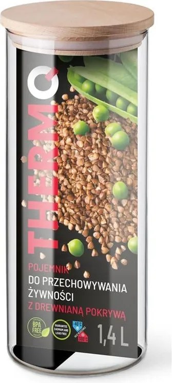 THERMO NÁDOBA NA POTRAVINY S DREVENÝM VEKOM 1,4 L