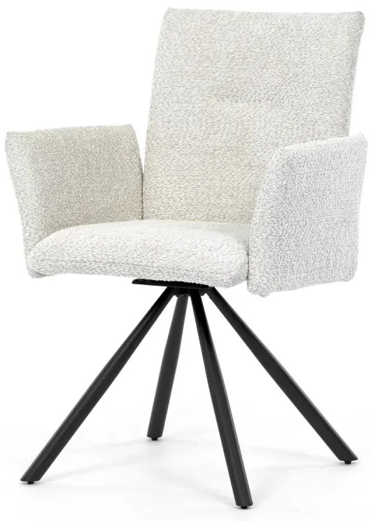 Židle jídelní, krémová látka, černý kov, otočný mechanismus 90°/90° (L/P) - funkce reset