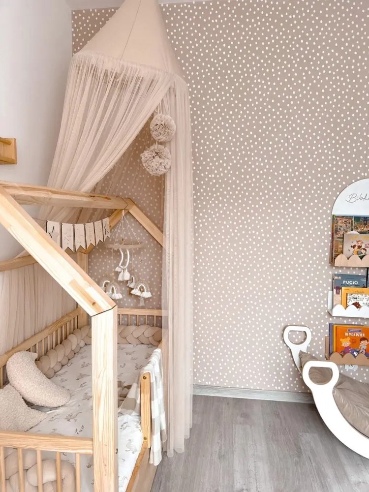 Tapeta nepravidelné bodky béžová 280x50 cm