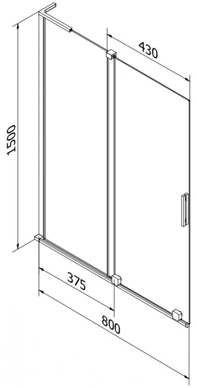 Mexen Velar L, 2-krídlová posuvná vaňová zástena 80 x 150 cm, 8mm šedé sklo, medená matná, 896-080-003-41-65