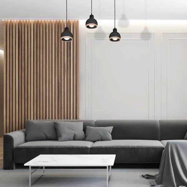 Luster na lanku OVAL 3xE27/60W/230V čierna