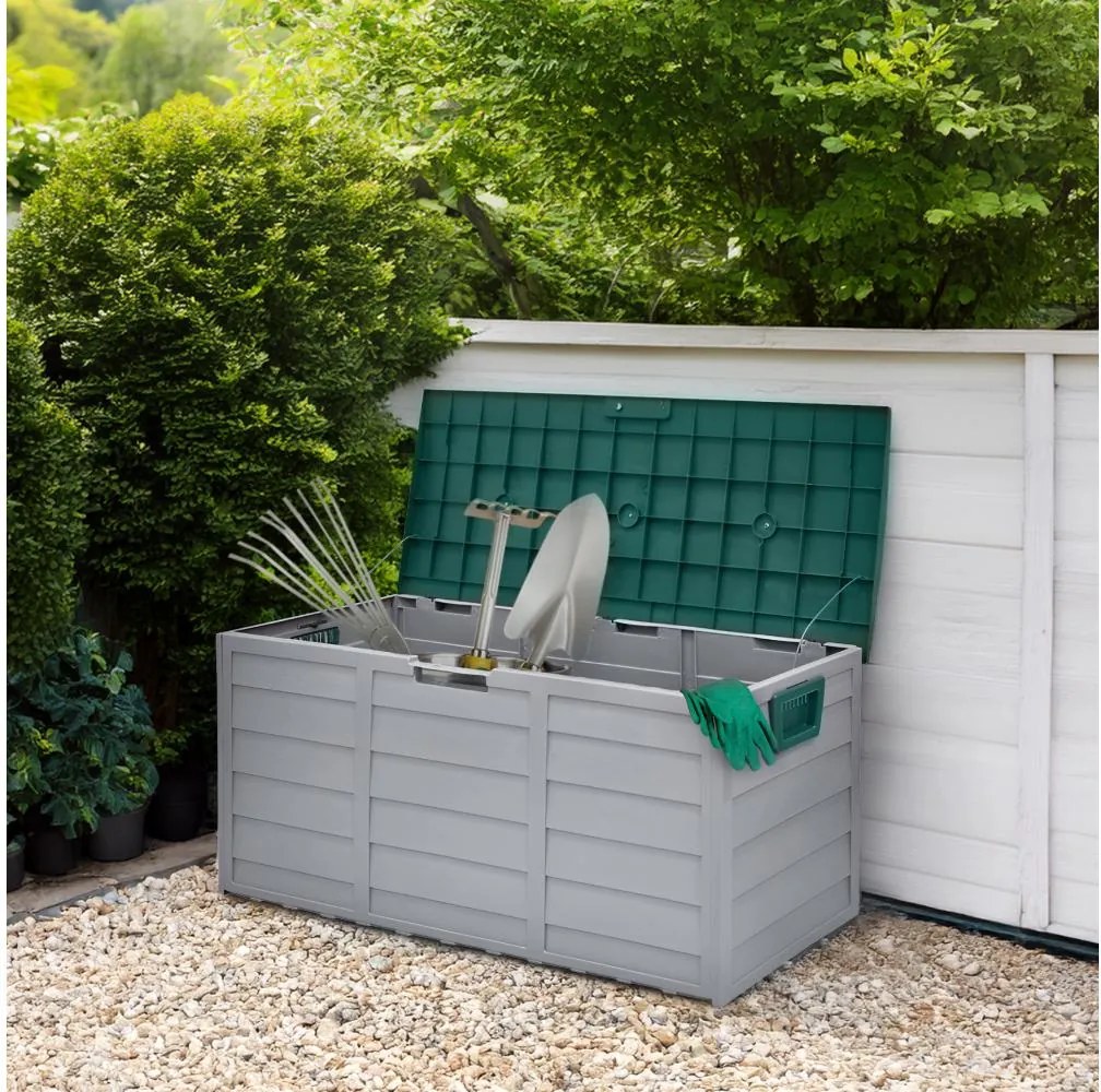 Záhradný úložný box Korta (sivá + zelená). Vlastná spoľahlivá doprava až k Vám domov. 1119444