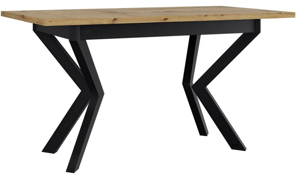 Jedálenský stôl Elarno 80 x 140/180 IV, Morenie: biela - L, Farby nožičiek: čierne kovové