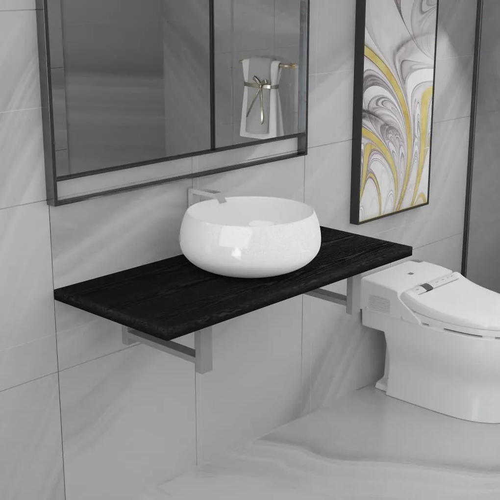 vidaXL Dvojdielna sada kúpeľňového nábytku čierna keramická