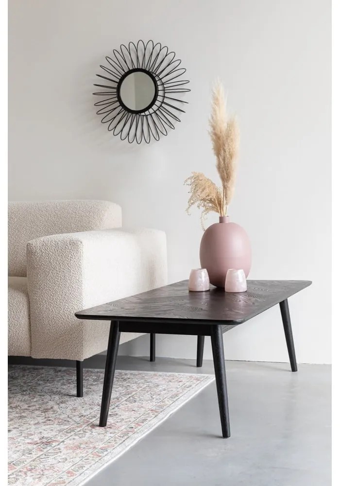 Čierny konferenčný stolík s doskou v dubovom dekore 60x120 cm Fabio – White Label