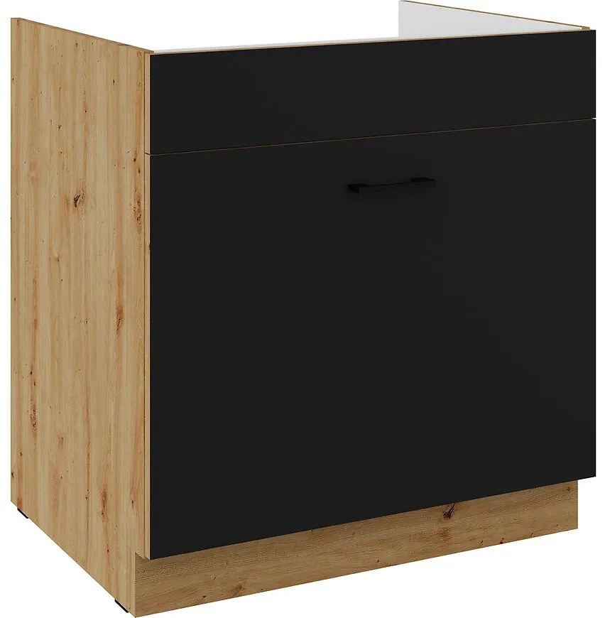 Kuchynská skrinka Modena čierna/dub artisan 80ZL 1S BB