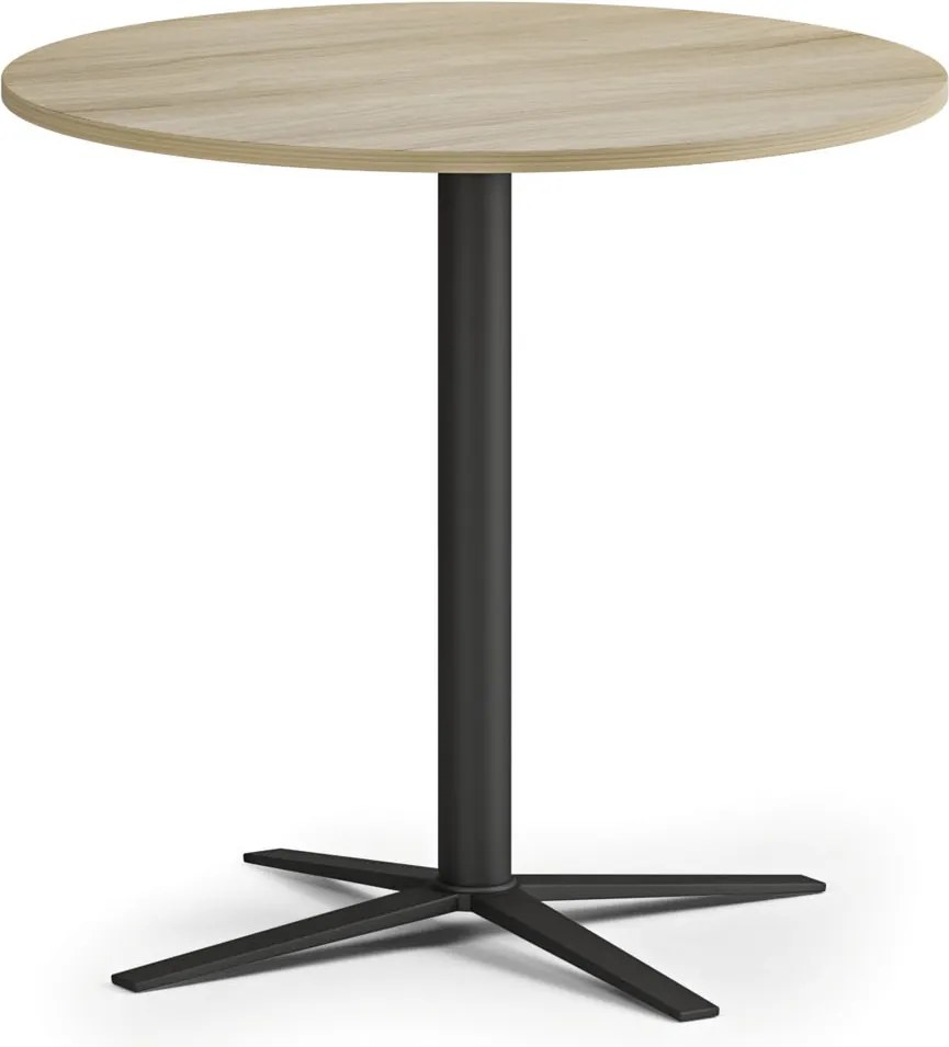 Konferenčný stolík AURA, priemer 60 cm, čierna podnož, dub prírodný