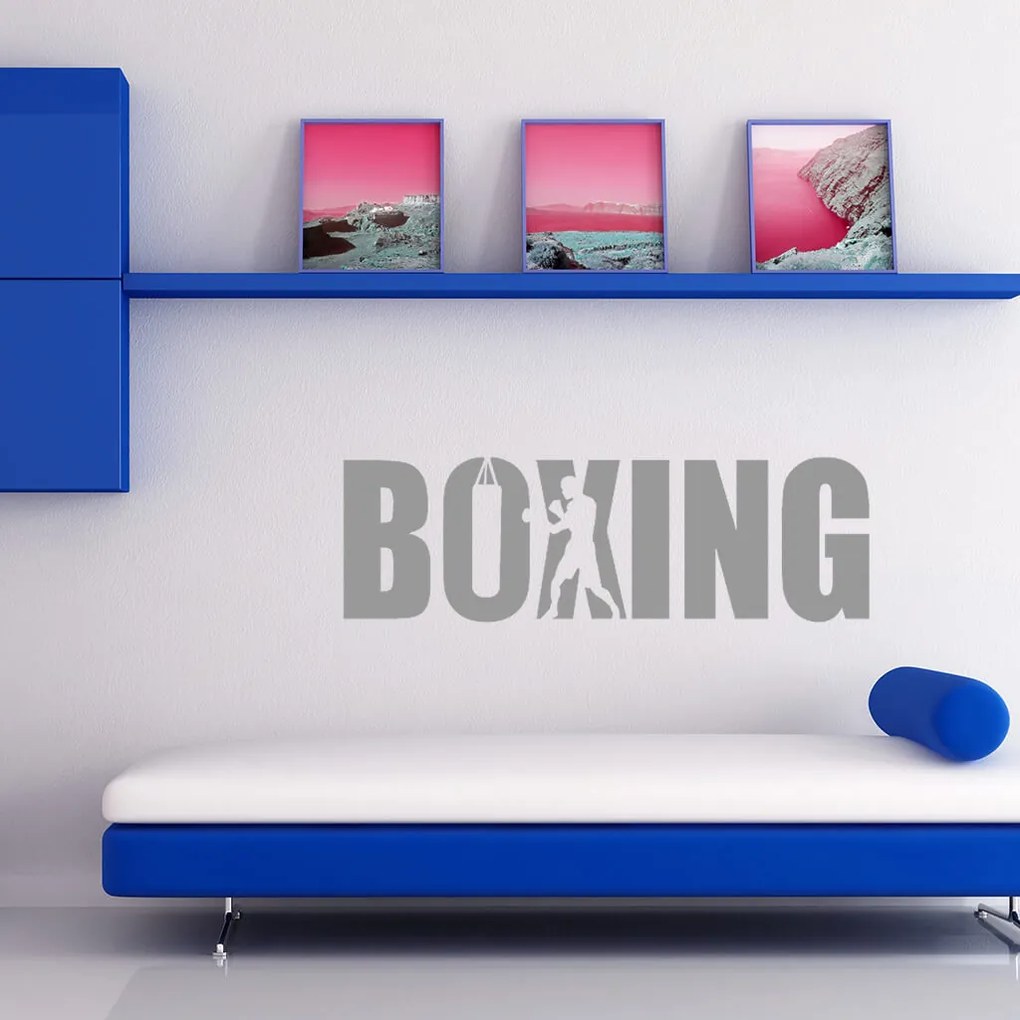 Veselá Stena Samolepka Nápis boxing Farba: modrá, Veľkosť: 100 x 29 cm