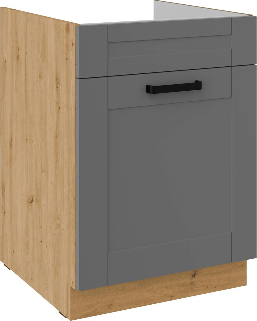 Dolná kuchynská skrinka Lucid 60 ZL 1S BB (korpus: dub artisan + front: mdf dustgrey). Akcia -6%. Vlastná spoľahlivá doprava až k Vám domov. 1134745