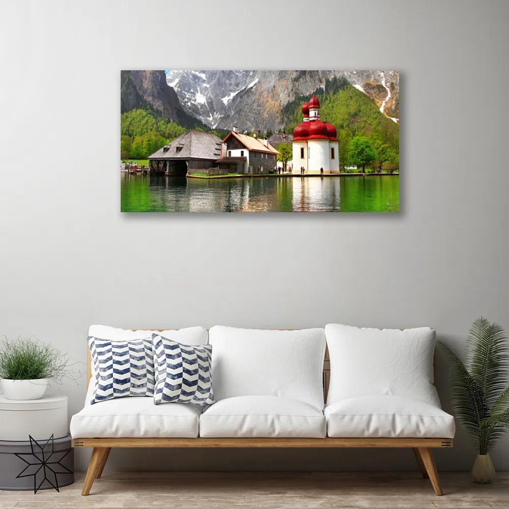 Obraz na plátne Hora strom dom krajina 140x70 cm