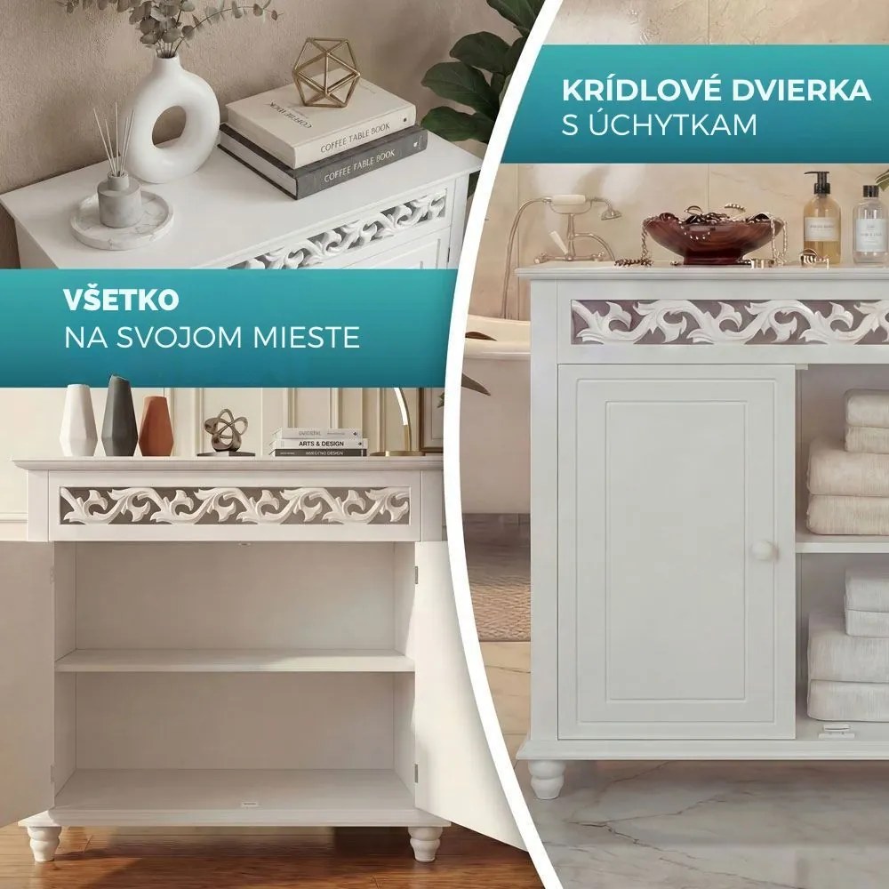 Komoda JERSEY, 76 x 65 x 35 cm, biela Casaria